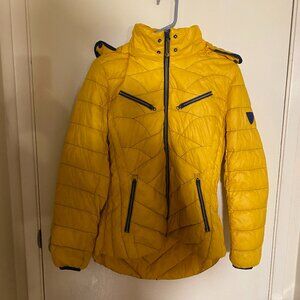 Goode Rider Yellow Puffer Riding Jacket XL Hooded Equestrian Coat